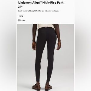 Lulu lemon leggings size 10 leg length 28"